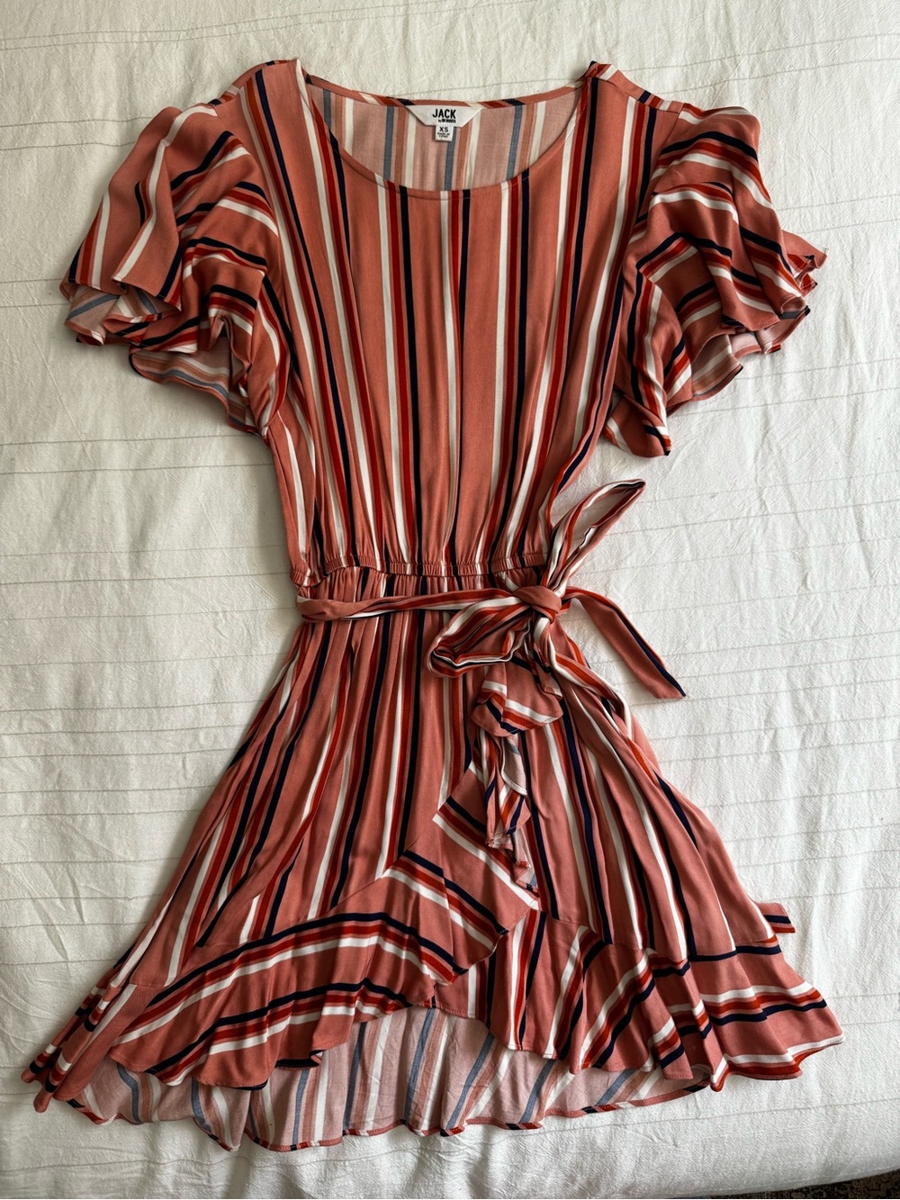 Jack by BB Dakota Rust Striped Tie-Waist High-Low Dress